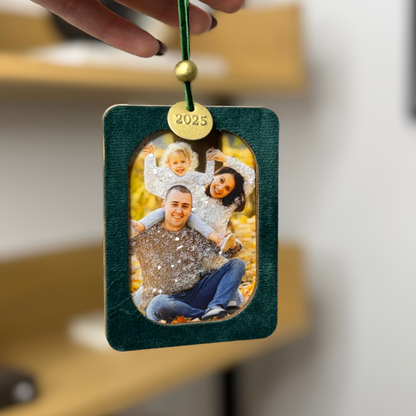 Custom Christmas Glitter Photo Ornament