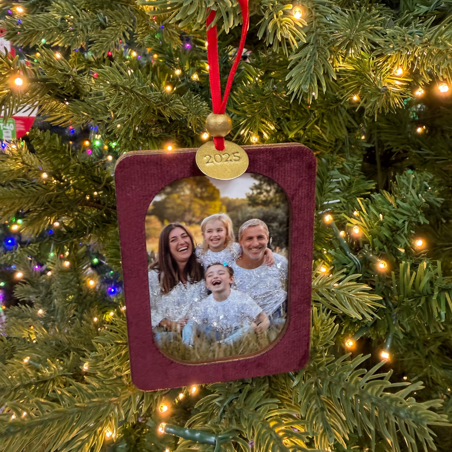 Custom Christmas Glitter Photo Ornament