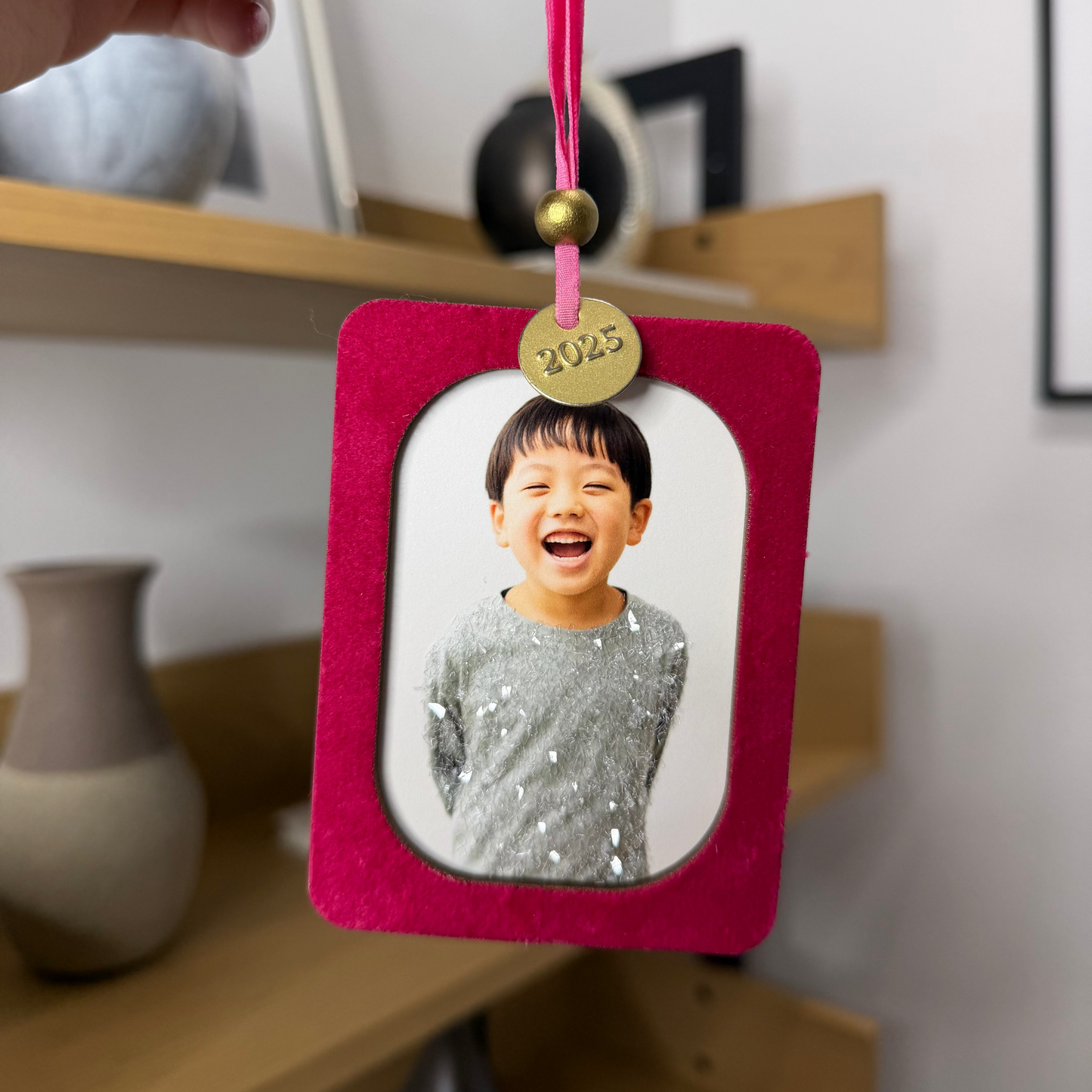Custom Christmas Glitter Photo Ornament