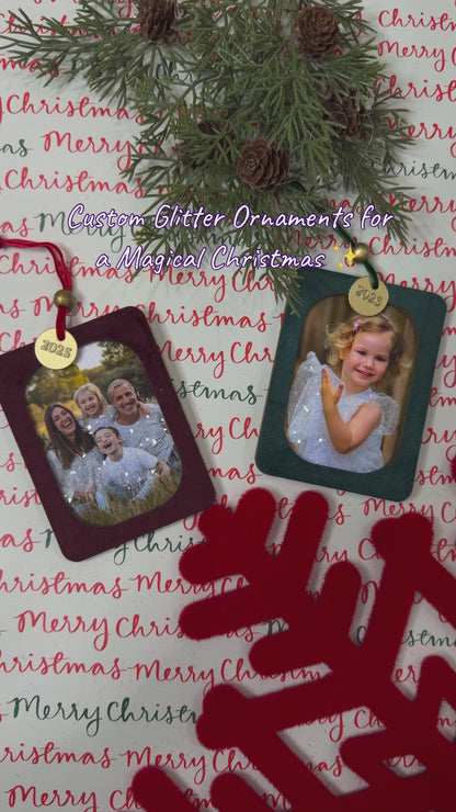 Custom Christmas Glitter Photo Ornament